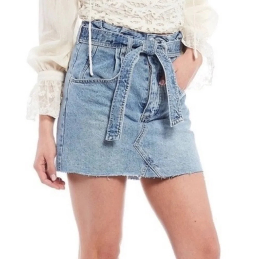Free People Denim Belted Skirt Size 24